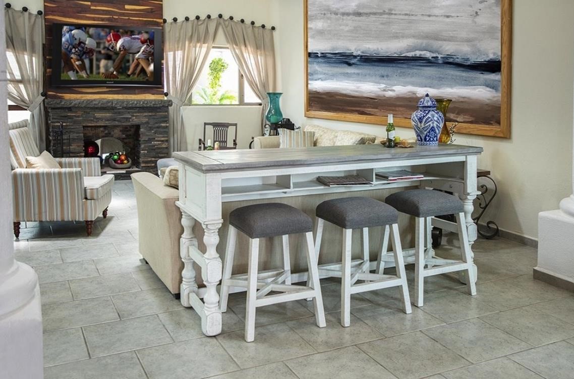 International Furniture Direct Stone IFD4691SBT Farmhouse Counter Height Sofa Table Rooms and Rest Sofa Console Table